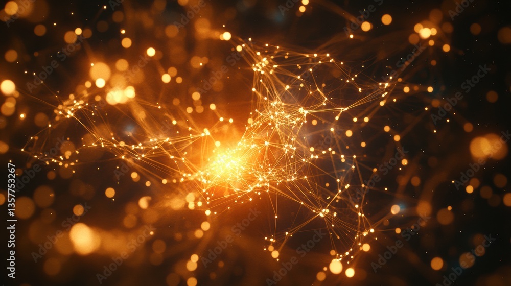 Fototapeta premium Network connections in data center. Software source code and big data linked in virtual space. 