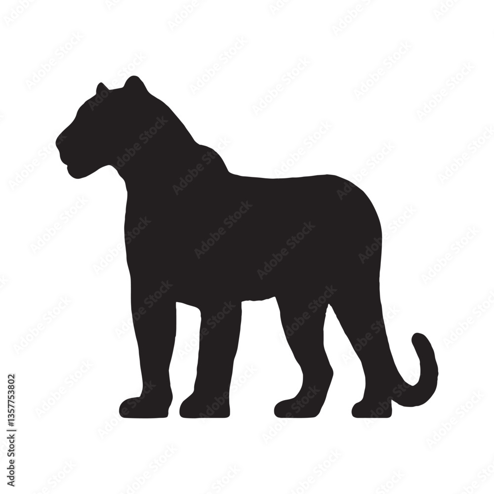 Roaring Leopard Silhouette - Fierce Predator Vector - Leopard Vector - Leopard Icon - Leopard Illustration

