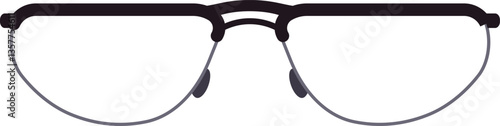 Rimless eyeglasses featuring a sleek black top frame are showcased against a white backdrop, presenting a stylish and minimalist eyewear design