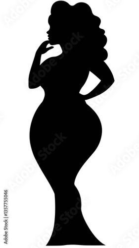 Elegant Silhouette of Curvy Woman Isolated in Black for Feminine Design Concepts