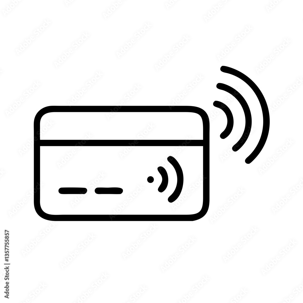 Contactless payment card with signal waves illustration Contactless payment card with signal waves illustration