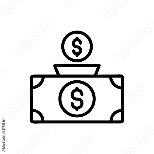 Money banknote and coin illustration on a white background  