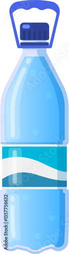 Large plastic bottle featuring a convenient handle and vibrant blue cap, filled with refreshing purified drinking water, highlighting the importance of hydration and wellness