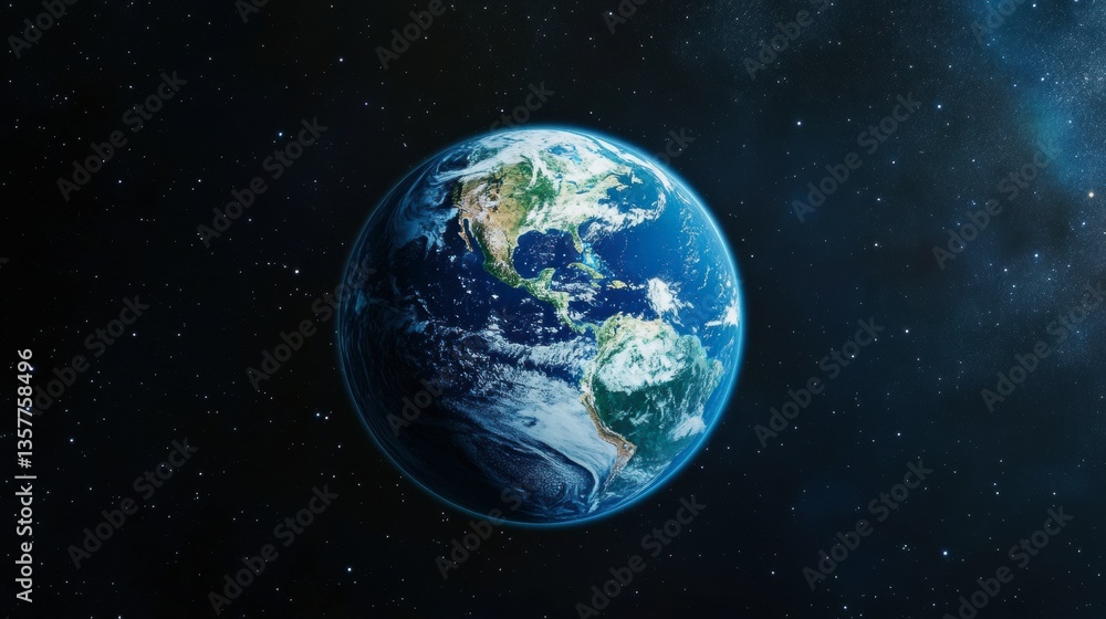 Obraz premium View from space on planet Earth global social, information network across globe