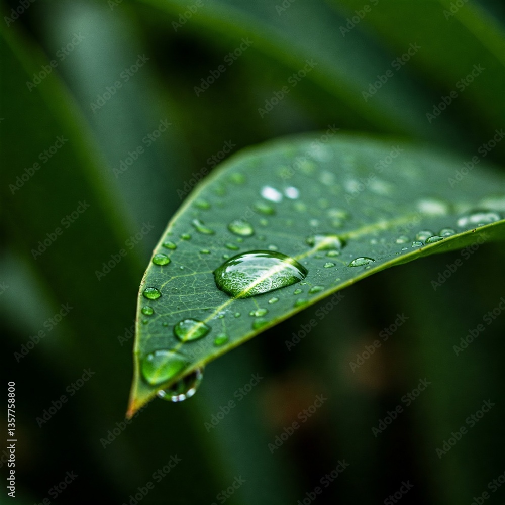 Rain water drop on green leaf closeup natural background Rain water drop on green leaf closeup natural background