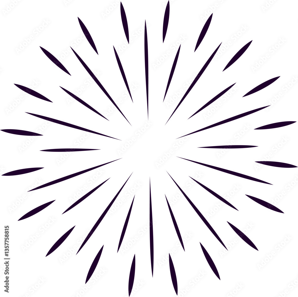Obraz premium Hand drawn radial lines are radiating from the center creating a dynamic starburst or sunburst effect, perfect for backgrounds, logos, and design elements