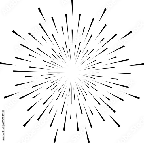 Concentrated speed lines spreading out from the center of the composition, creating a dynamic and energetic visual effect resembling a starburst or firework explosion