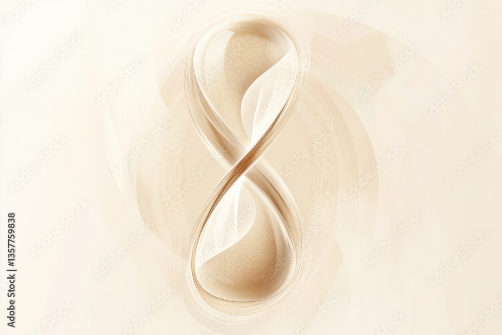 Fototapeta premium Abstract beige infinity loop with smooth curves and soft lighting