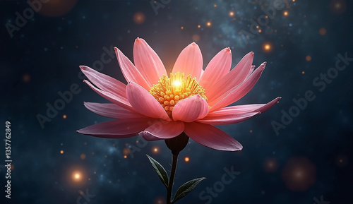 pink lotus flower in space, Generative AI