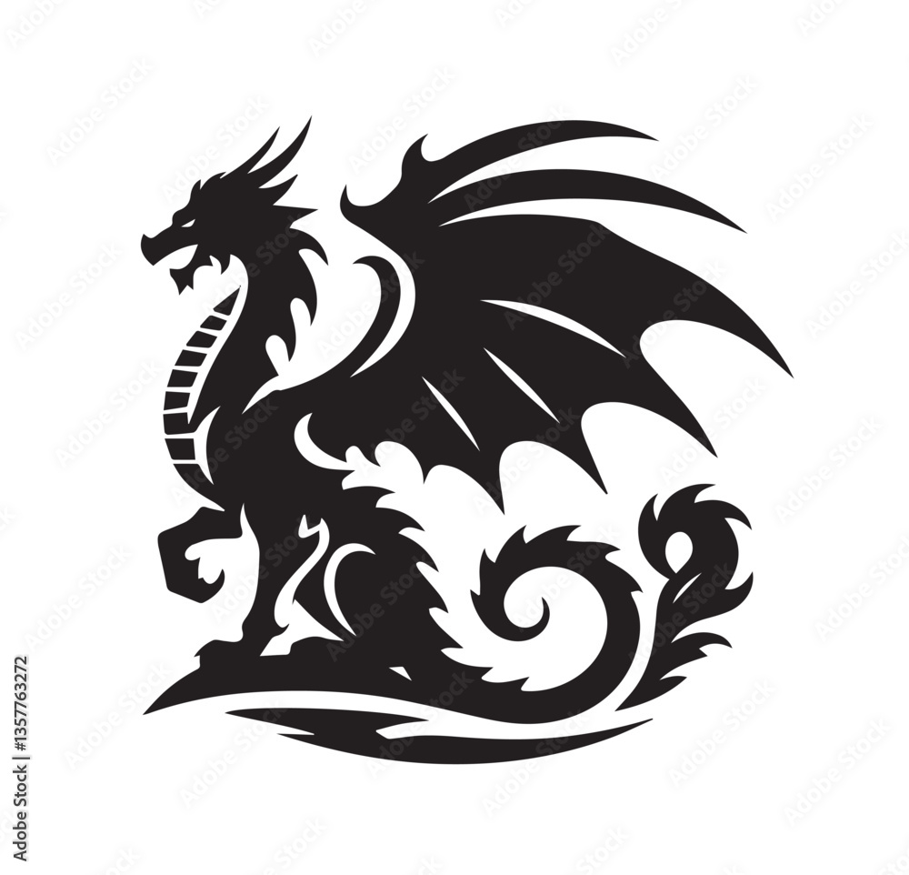 custom made wallpaper toronto digitalvector silhouette of a dragon illustration.eps