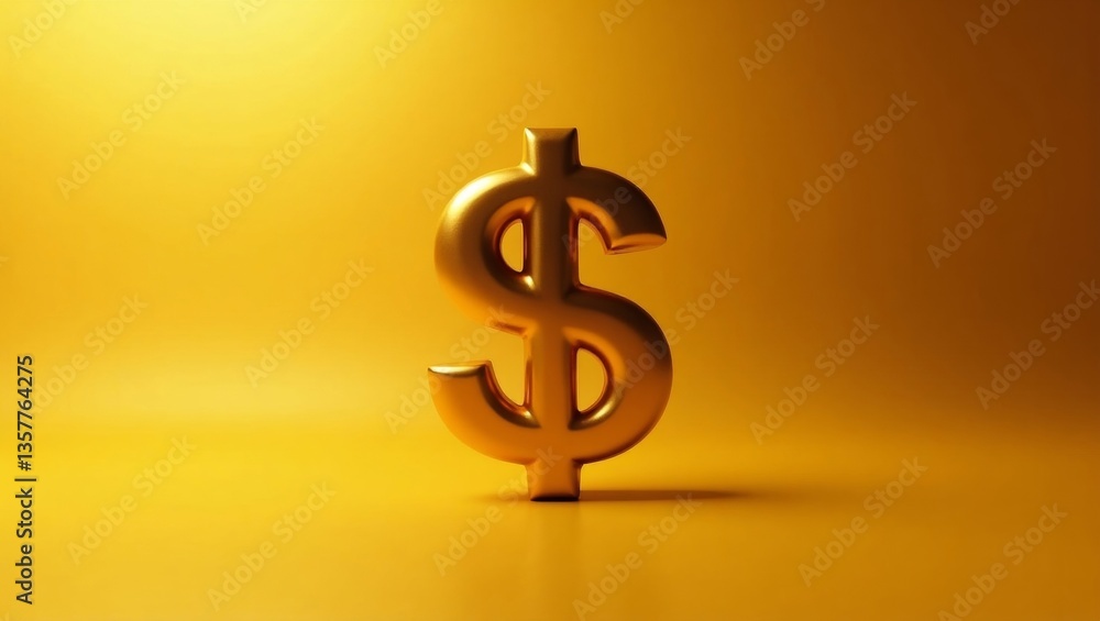 Luxurious 3d rendering of a gold dollar sign on a gradual background evoking wealth and opulence Luxurious 3d rendering of a gold dollar sign on a gradual background evoking wealth and opulence