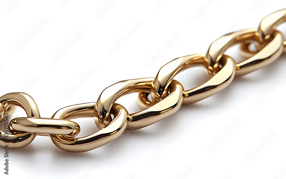 Fototapeta premium Metal Chain Isolated on White Strong Durable and Industrial Steel Links