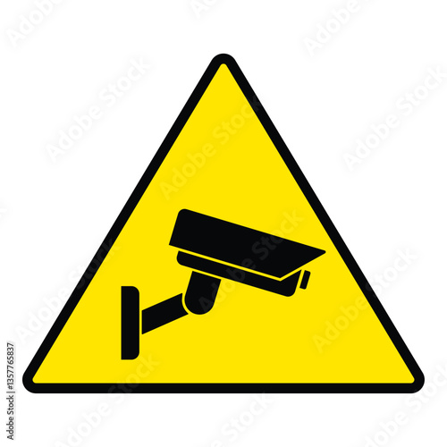 Security camera icon, video surveillance, cctv sign. Yellow triangle indicating camera operation. Surveillance camera,monitoring, safety home protection system. Fixed CCTV, Security Camera Icon Vector