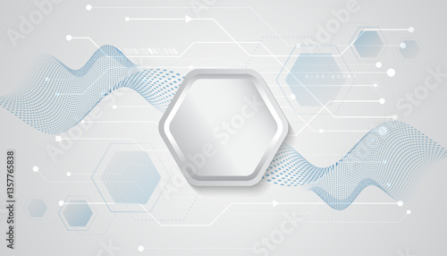 Abstract hexagon background with light effect circuit board. Vector illustration for a banner or presentation on the theme of technology, science, and medicine. Modern technological design.