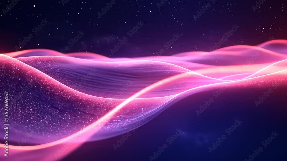 Abstract waves of pink and purple light gracefully flowing across a starry night sky Abstract waves of pink and purple light gracefully flowing across a starry night sky