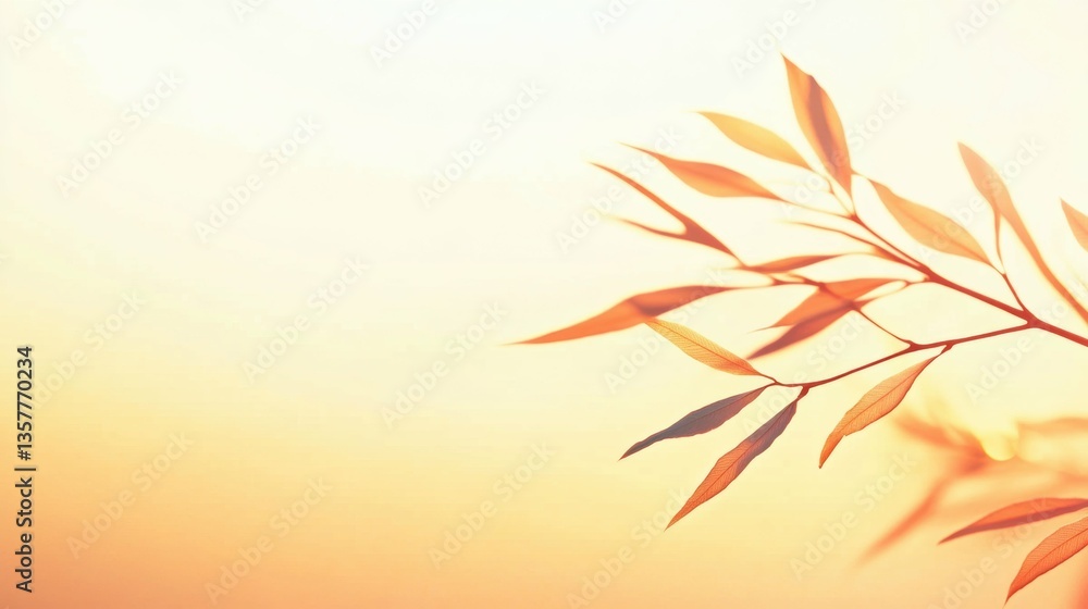 custom made wallpaper toronto digitalMinimalist windblown tree branch in golden hour light