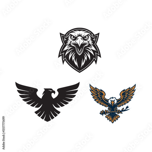 eagle Head silhouette Logo vector art illustration