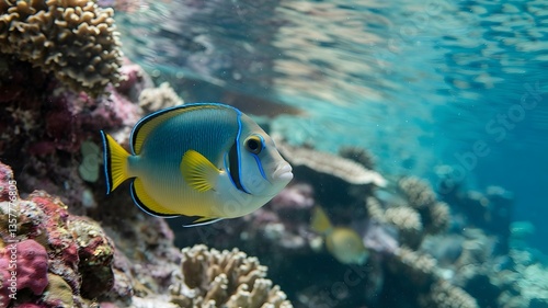 Fototapeta Naklejka Na Ścianę i Meble -  Surgeonfish Swimming In Coral reef