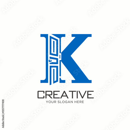 Stylish Letter K Logo Design Inspired by Door