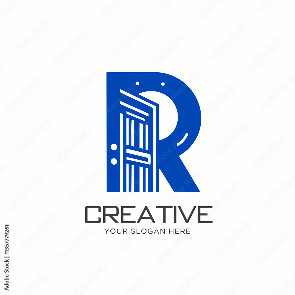 Letter R Logo Design With Open Door Concept Letter R Logo Design With Open Door Concept