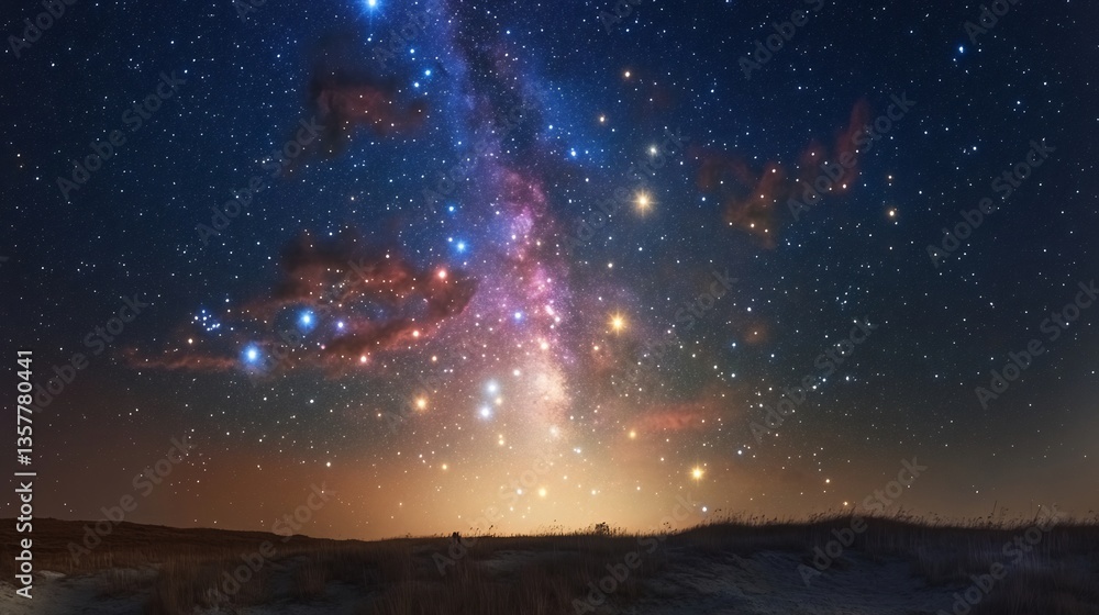 Fototapeta premium Mesmerizing night sky filled with bright constellations on an original starry background