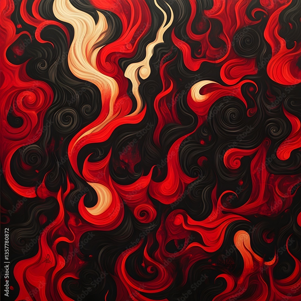 Devilcore inspired artwork with swirling red and black patterns Devilcore inspired artwork with swirling red and black patterns