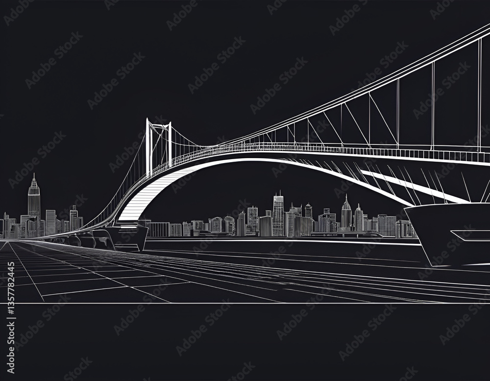 Fototapeta premium Bridge Sketch by AI