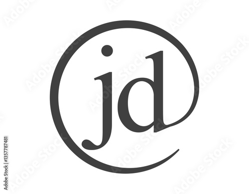 JD logo from two letter with circle shape email sign style. J and D round logotype of business company