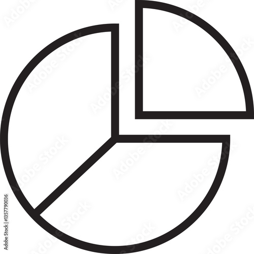Pie Chart Icon - Black and White Line Art