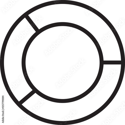 Pie Chart Icon - Black and White Line Art, chart icon