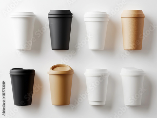 Wallpaper Mural Icônes de gobelets en 3D sur fond blanc Torontodigital.ca