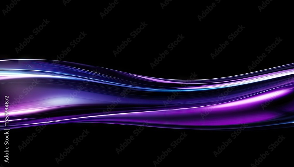 Abstract purple and blue wave on black background