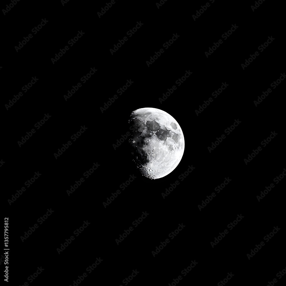 Fototapeta premium Night Sky Half Moon View.