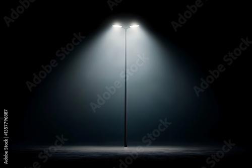 Night streetlight with foggy scene.
