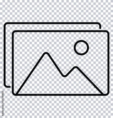 Image icon. No image available icon. gallery icon. Image icon vector icon in black line and transparent background.