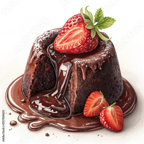Chocolate pound cake topped with strawberries