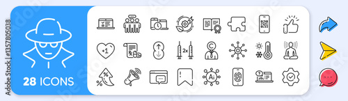 Web lectures, Execute and Multichannel line icons. Interest rate, AI generate, Inflation icons. Pack of Copyrighter, Swipe up, Qr code icon. Fraud, Megaphone, Coronavirus vaccine pictogram. Vector