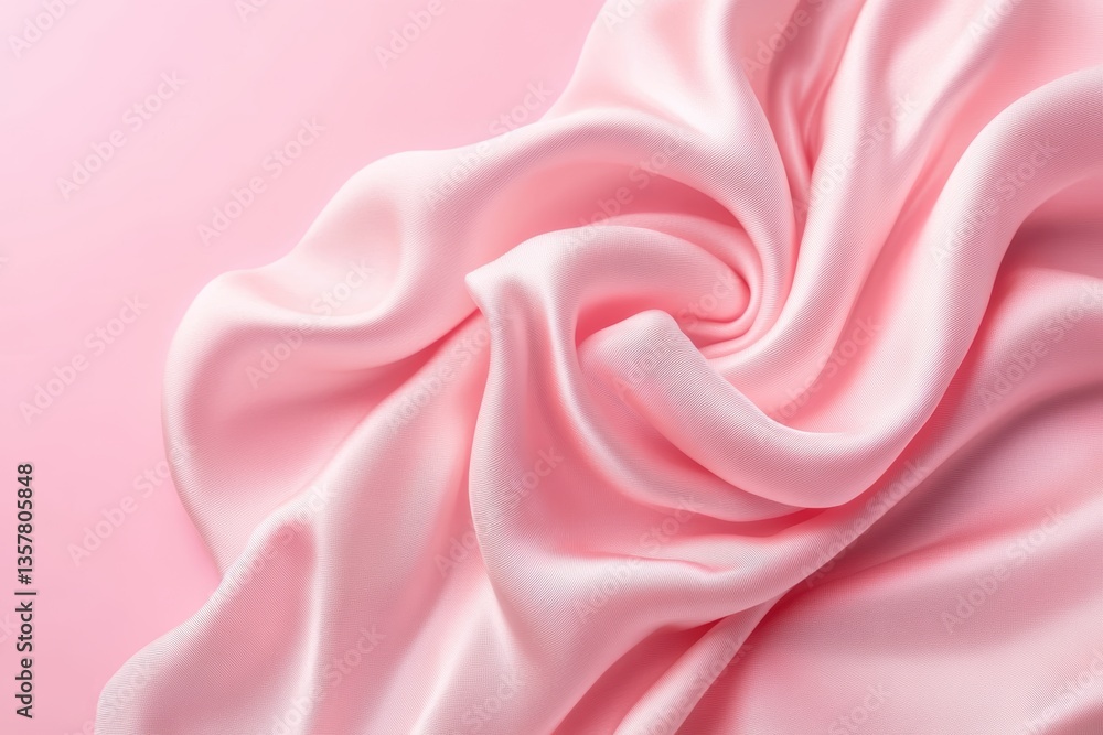 Obraz premium ピンクのシルク生地が美しくたわむ様子を捉えた鮮やかな質感