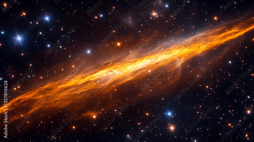 Fototapeta premium Beautiful glowing nebula in the vastness of outer space with sparkling stars surrounding
