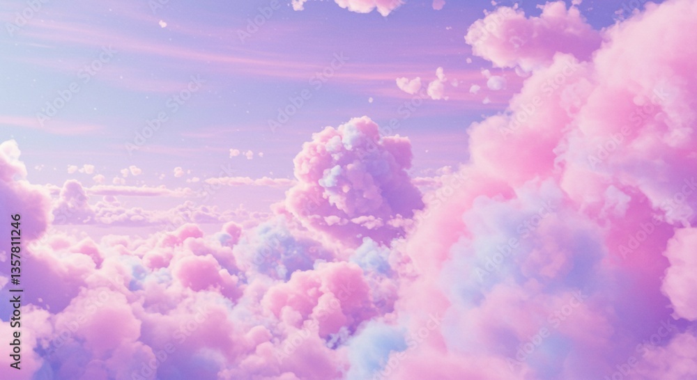 Fototapeta premium Dreamy Pastel Pink and Purple Cloudscape Soft Sky Background Image