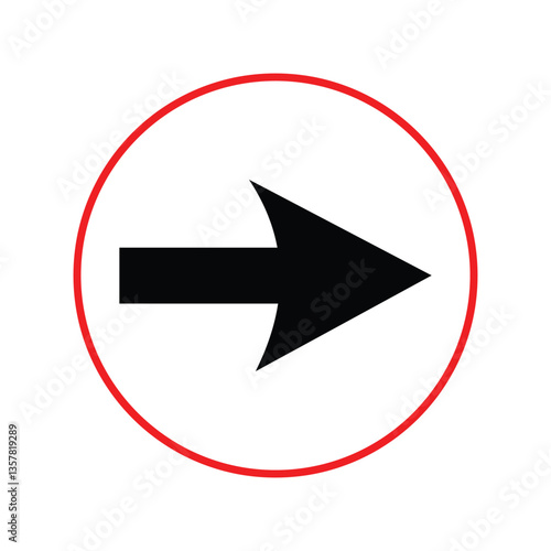 Free Download Black arrow in red circle. Single headed black arrow icon. Black pointer in red circle icon. Vector Formats. Arrow indicated the direction symbol.  - GFXLoad