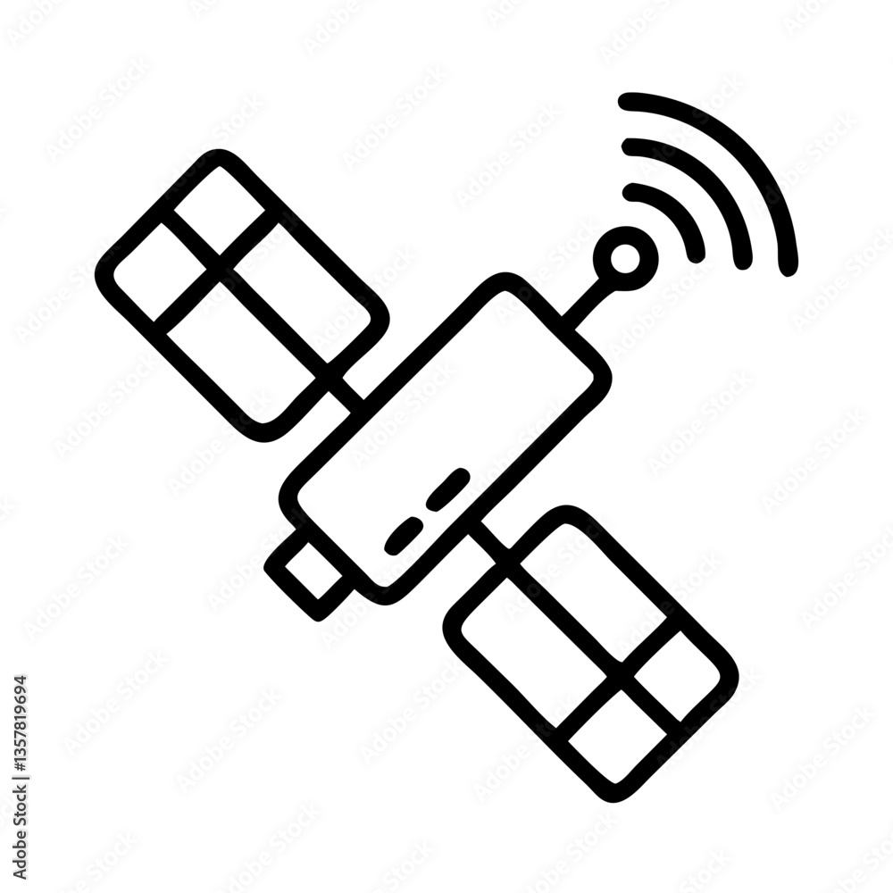 Satellite icon with signal waves in minimalist style Satellite icon with signal waves in minimalist style