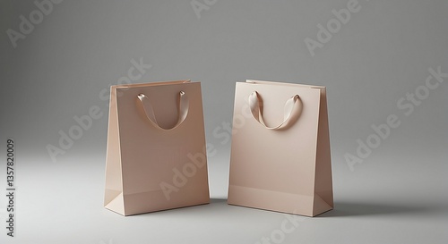 Elegant Gift Bags Styled on a Gray Background for Marketing Materials