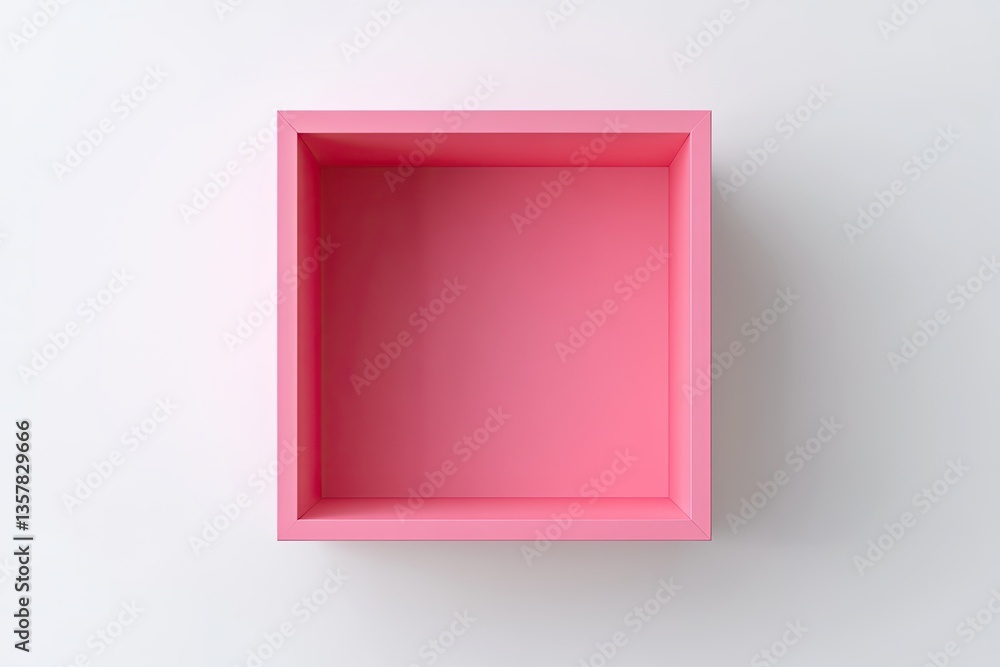 Empty pink square box on white background