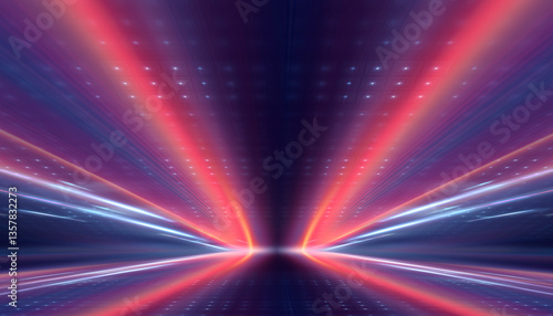 Abstract bright neon background scene with rays, spotlights, multi-colored background.