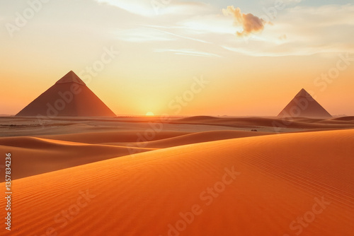 Wallpaper Mural Pyramids at Sunset in the Desert Torontodigital.ca