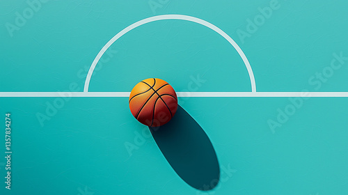 Minimalistic Illustration of a Basketball on a Court