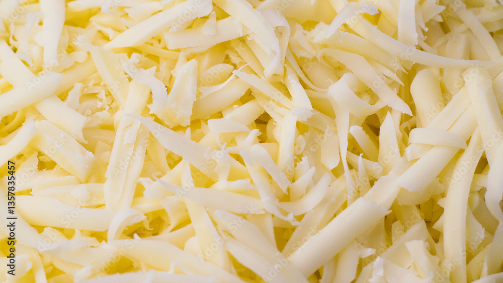 Grated cheese close-up, background. Delicious hard cheese grated on a grater Grated cheese close-up, background. Delicious hard cheese grated on a grater