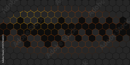 Hexagonal abstract metal background with light