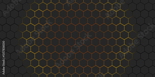 Hexagonal abstract metal background with light